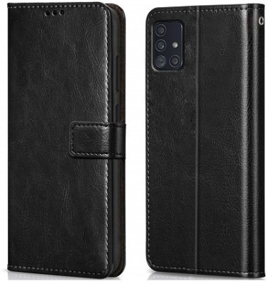 AKSP Flip Cover for Samsung Galaxy M31S Genuine Leather Finish(Black, Dual Protection, Pack of: 1)