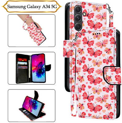 Asmart Flip Cover for Samsung Galaxy A34 5G(Red, Pack of: 1)