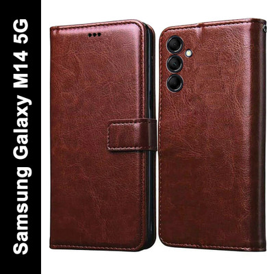 Casotec Flip Cover for Samsung Galaxy M14 5G(Brown, Pack of: 1)