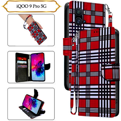 SALGO Flip Cover for iQOO 9 Pro 5G(Red, Pack of: 1)