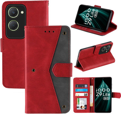 Autofocus Flip Cover for iQOO Z9 Lite 5G(Red, Camera Bump Protector, Pack of: 1)