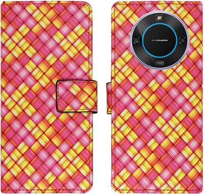 Dhar Flips Flip Cover for Lava Blaze 2 5G(Pink, Yellow, Magnetic Case, Pack of: 1)