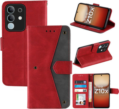 GLADLY Flip Cover for iQOO Z10X 5G, vivo T4x 5G(Red, Dual Protection, Pack of: 1)