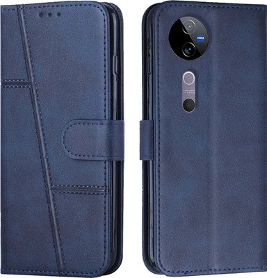 FoneShield Flip Cover for Vivo T3 Ultra 5G / Vivo V40 Pro 5G / Vivo V40 5G, |Premium Leather| Built-in Stand|Slots(Blue, Magnetic Case, Pack of: 1)