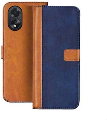 GoPerfect Flip Cover for Oppo A38(Blue, Brown, Dual Protection, Pack of: 1)