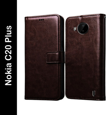 Casotec Flip Cover for Nokia C20 Plus 4G(Brown, Pack of: 1)