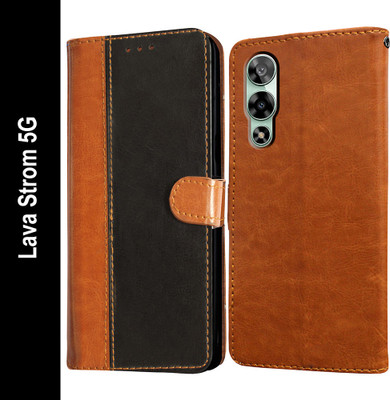 Casotec Flip Cover for Lava Storm 5G(Black, Pack of: 1)