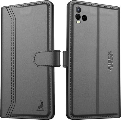 AIBEX Flip Cover for Vivo Y33S / Vivo Y21s / Vivo Y21 (2021) / Vivo Y21e|Vegan PU Leather |Foldable Stand(Black, Cases with Holder, Pack of: 1)