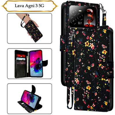 Asmart Flip Cover for Lava Agni 3 5G(Black, Pack of: 1)