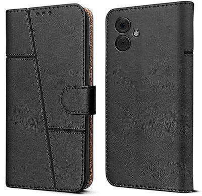 yug emporium Flip Cover for Motorola Moto G14 Back Cover/ Tango Stitched Leather with Magnetic Closure,(Black, Dual Protection, Pack of: 1)