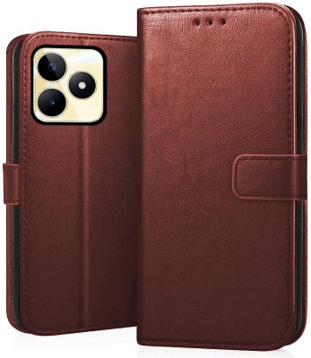 Loopee Flip Cover for Realme Narzo N53, RMX3761, Realme C53, Pockets & Stand Wallet Magnet Flip Leather(Brown, Grip Case, Pack of: 1)