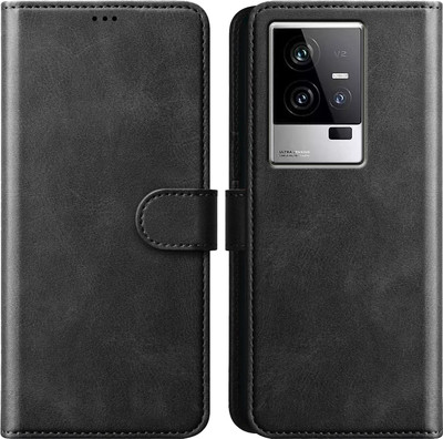 Xester Flip Cover for IQOO 11 5G |Vegan PU Leather |Foldable Stand & Pocket |Magnetic Closure(Black, Dual Protection, Pack of: 1)