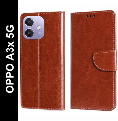 Wynhard Flip Cover for OPPO A3x 5G(Brown, Grip Case, Pack of: 1)
