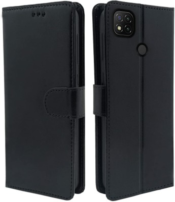 Evett Flip Cover for Redmi 9 Active Leather Wallet Card Holder Case(Black, Dual Protection, Pack of: 1)