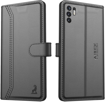 AIBEX Flip Cover for Xiaomi Redmi Note 10T 5G / Poco M3 Pro 5G|Vegan PU Leather |Foldable Stand|Pocket|Magnetic(Black, Cases with Holder, Pack of: 1)