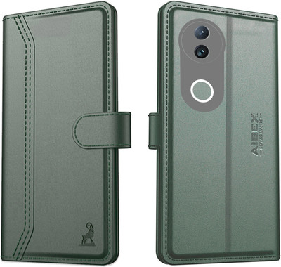 AIBEX Flip Cover for Vivo T4R 5G / iQOO Z10R 5G / Vivo V50E 5G / Vivo V50 5G |Premium Leather Finish|Shockproof(Green, Magnetic Case, Pack of: 1)