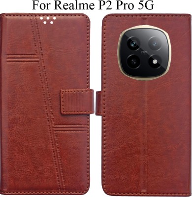 MAXSHAD Flip Cover for Realme P2 Pro 5G(Brown, Magnetic Case)