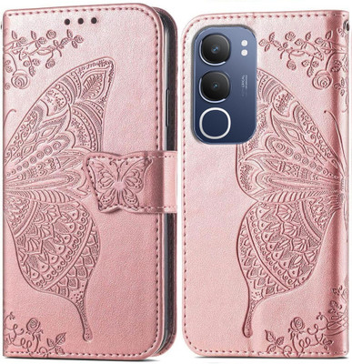 Perkie Flip Cover for vivo Y29 5G(Pink, Dual Protection)