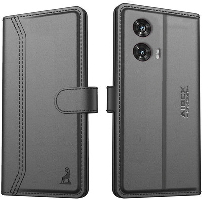 AIBEX Flip Cover for Motorola G96 5G / Motorola Edge 50 Fusion 5G|Premium Leather Finish | Magnetic Closure(Black, Magnetic Case, Pack of: 1)