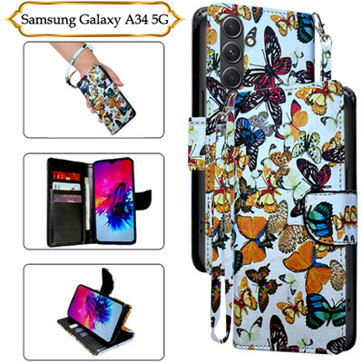 Asmart Flip Cover for Samsung Galaxy A34 5G(White, Pack of: 1)