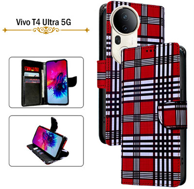 PARGO Flip Cover for Vivo T4 Ultra 5G(Red, Pack of: 1)