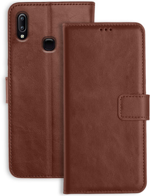 Genron Flip Cover for Vivo Y95(Brown, Dual Protection, Pack of: 1)