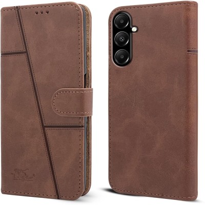 Rwm Flip Cover for Samsung Galaxy A25 5G (Flexible | Leather Finish | Card Pockets Wallet(Brown, Dual Protection, Pack of: 1)