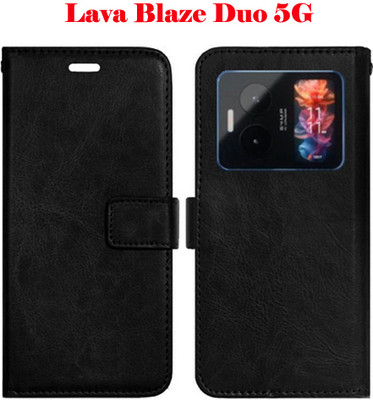 Mxkart Flip Cover for Lava Blaze Duo 5G(Black, Pack of: 1)
