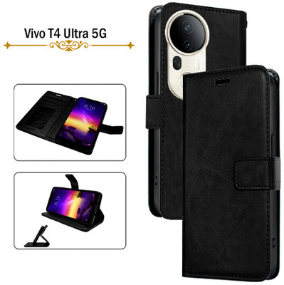 PARGO Flip Cover for Vivo T4 Ultra 5G(Black, Pack of: 1)