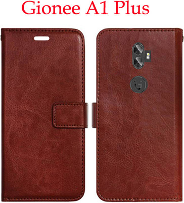 Mxkart Flip Cover for Gionee A1 Plus(Brown, Pack of: 1)