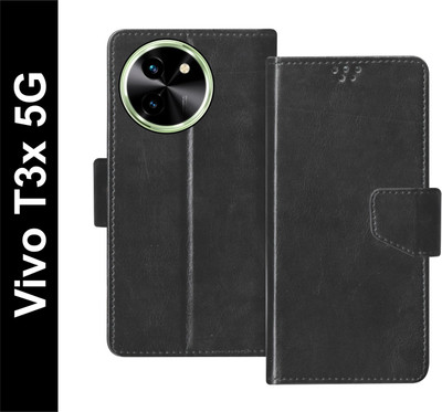 SBMS Flip Cover for Vivo T3x 5G(Black, Shock Proof, Pack of: 1)