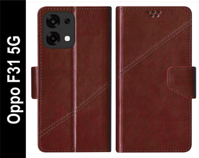 SBMS Flip Cover for Oppo F31 5G Back Cover Case with Magnatic Closure(Brown, Shock Proof, Pack of: 1)