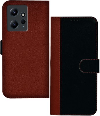 Flipkart SmartBuy Flip Cover for Mi REDMI Note 12, REDMI Note 12 4g(Black, Brown, Dual Protection, Pack of: 1)