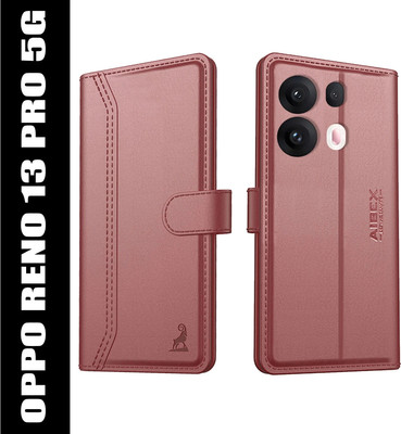 AIBEX Flip Cover for Oppo Reno 13 Pro 5G |Premium Leather Finish | Magnetic Closure | Kickstand Feature(Brown, Magnetic Case, Pack of: 1)