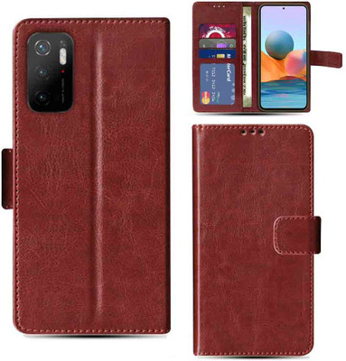 Kalua Mall Flip Cover for Poco M3 Pro phone flip cover | Poco M2103K19PG phone flip cover | Brown(Brown, Magnetic Case, Pack of: 1)