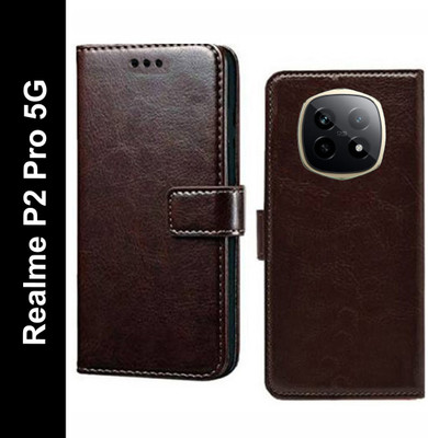 Mashgul Flip Cover for Realme P2 Pro 5G(Brown, Shock Proof, Pack of: 1)