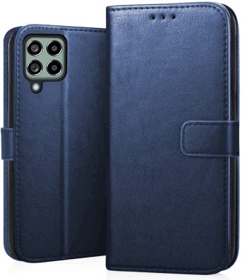Rwm Flip Cover for Samsung Galaxy M53 (5G) Leather Finish | Inside Pockets & Inbuilt Stand(Blue, Dual Protection, Pack of: 1)
