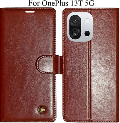 MAXSHOPY Flip Cover for OnePlus 13T 5G(Brown, Magnetic Case)