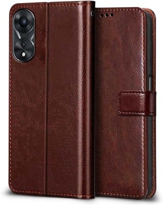 YoZoo Flip Cover for Oppo A58 5G / Oppo A78 5G|PU Artificial Leather Finish | 360 Protection | Wallet & Stand(Brown, Dual Protection, Pack of: 1)