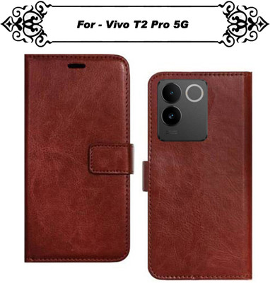 Asmart Flip Cover for Vivo T2 Pro 5G(Brown, Pack of: 1)