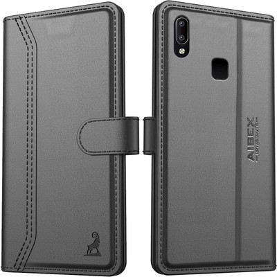 AIBEX Flip Cover for Vivo Y95 / Vivo Y93 / Vivo Y91|Premium Leather Finish | Magnetic Closure | Kickstand(Black, Magnetic Case, Pack of: 1)