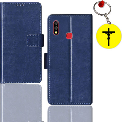 HANIRY Flip Cover for Infinix Hot 7 Pro flip case | X625B flip cover | Free Jesus Cross Keychain | Blue(Blue, Pack of: 1)