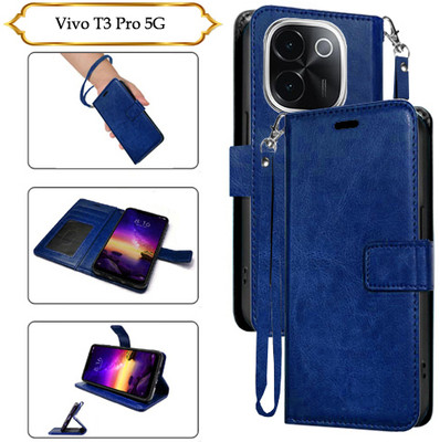 Asmart Flip Cover for Vivo T3 Pro 5G(Blue, Pack of: 1)