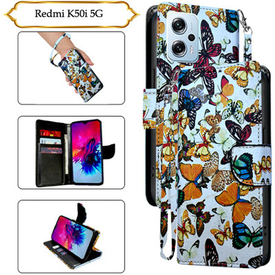 Cutemart Flip Cover for Redmi K50i 5G(White, Pack of: 1)
