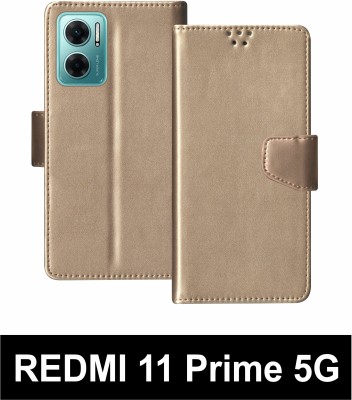 SBMS Flip Cover for REDMI 11 Prime 5G(Gold, Shock Proof, Pack of: 1)