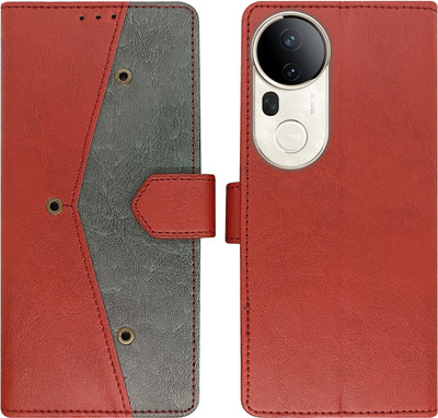 AD Enterprises Flip Cover for Vivo T4 Ultra 5G(Red, Magnetic Case, Pack of: 1)