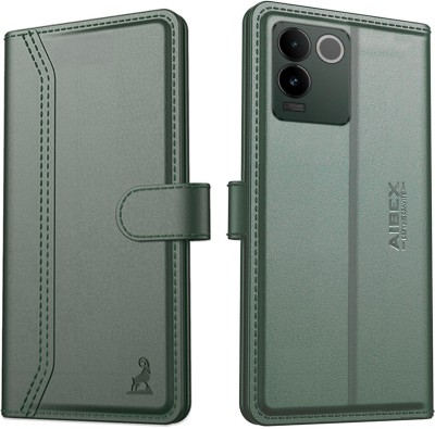AIBEX Flip Cover for Vivo T2 Pro 5G / IQOO Z7 Pro 5G|Vegan PU Leather|Foldable Stand & Pocket(Green, Cases with Holder, Pack of: 1)
