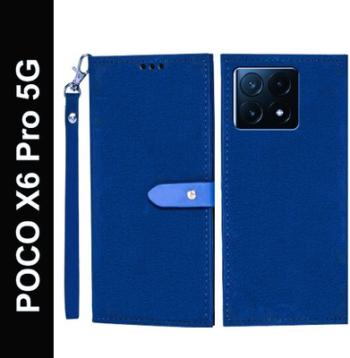 Turncoat Flip Cover for POCO X6 Pro 5G(Blue, Grip Case, Pack of: 1)