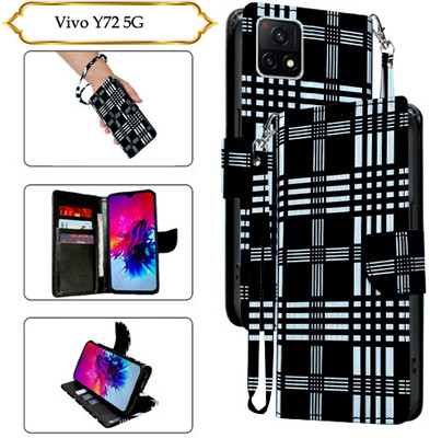 SALGO Flip Cover for Vivo Y72 5G(Black, Pack of: 1)