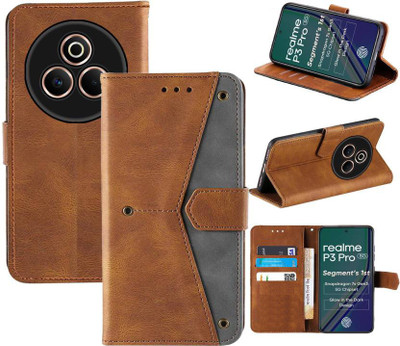 Aaghosh Flip Cover for Realme P3 Pro 5G(Brown, Shock Proof, Pack of: 1)